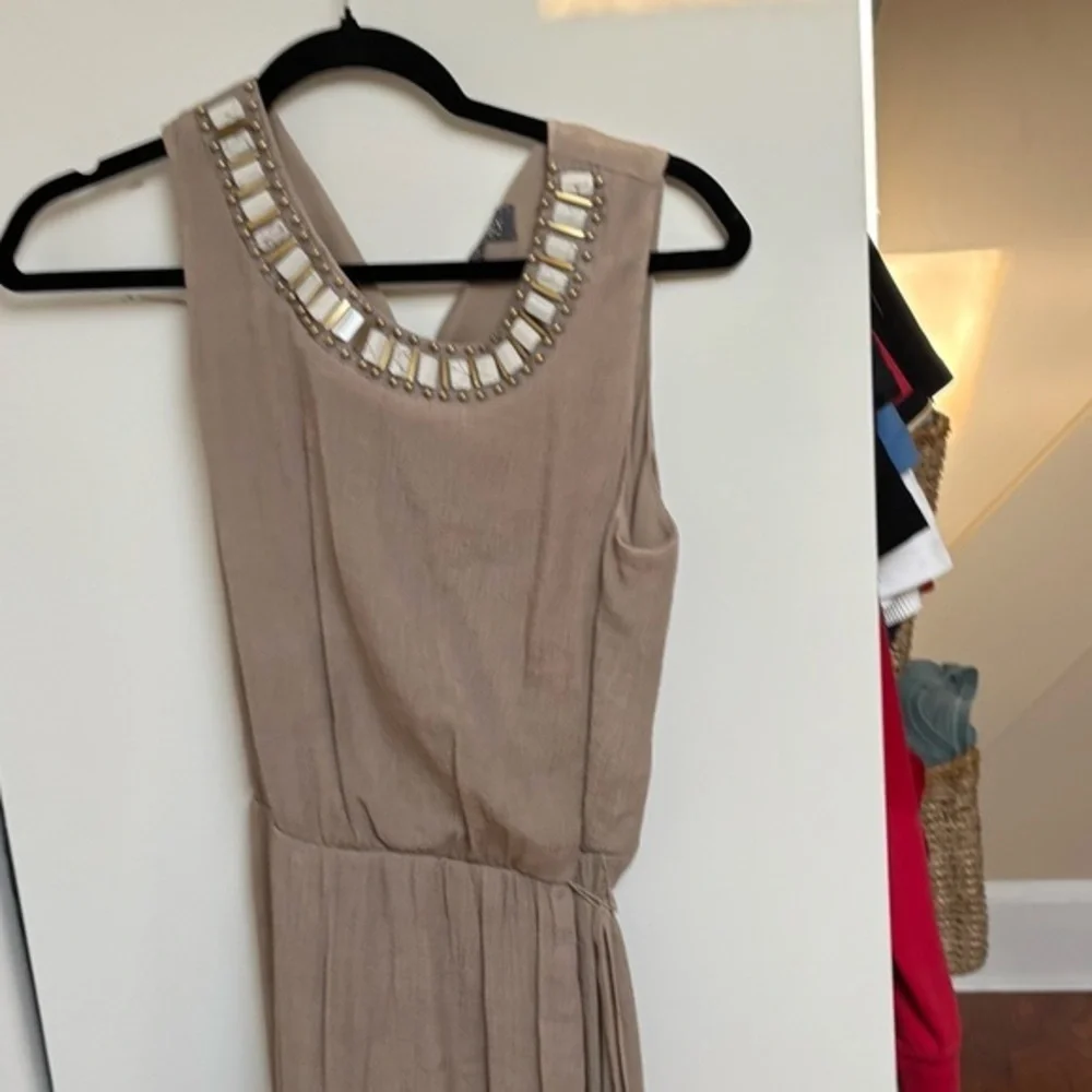 Elegant Tan Sleeveless Jumpsuit - Picture 1 of 7